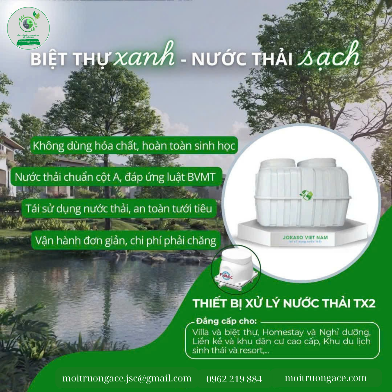 TX2 – Thiết bị xử lý nước thải sinh học thông minh cho Homestay & Khu nghỉ dưỡng xanh.